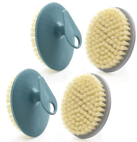 BEAUTAIL Lot de 4 brosses pour le corps exfoliantes douces pour le bain et la douche, brosses à poils doux pour peaux sensibles, femmes et hommes, pince à main antidérapante, durable et durable (2
