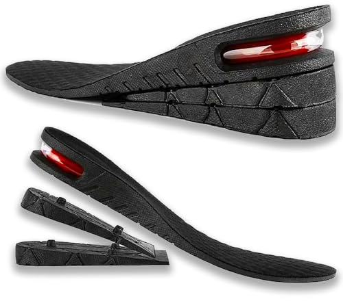 Solette Rialzate Regolabili per Scarpe con Cuscino d’Aria e Plantare Resistente | Alza Statura Regolabile +3 +5 +7 cm
