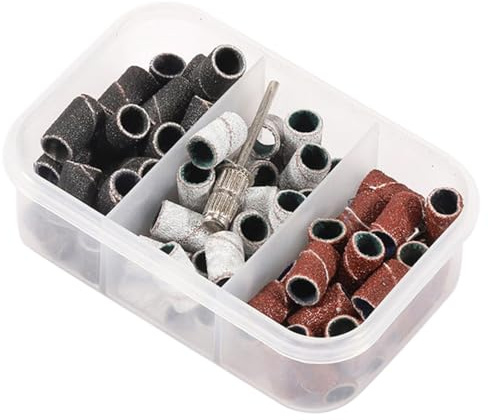 75 Pièces Embouts Ponceuse Manchons #80#150#180 Capuchons de Ponçage en Sable Ultrafin pour Ongles en gel Accessoires de Coupe-ongles avec embout de Coupe-ongles pour Ongles Naturels Manucure
