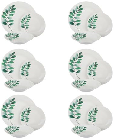 Servizio 18 piatti porcellana foglie verdi