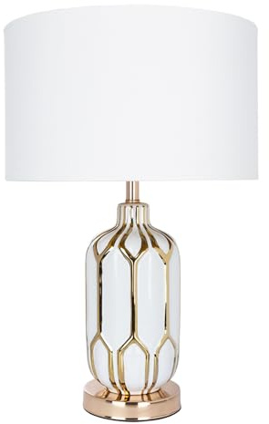 ARTE LAMP Tischlampe Moderne Metall-Tischleuchte für Wohnzimmer, Weiß, E27, dimmbar, 30 x 30 x 46 cm