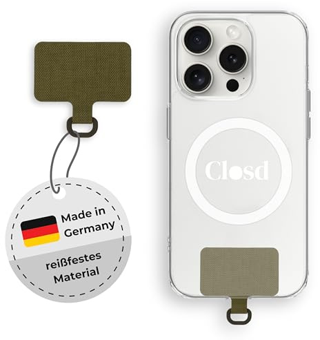 Closd Halterung für Handyketten, extrem reißfest, absolut sicher, grün, universal für jede Handyhülle, Made in Germany, sehr dünn nur 0,75 mm
