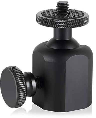 Folgtek Mini Ball Head - Adaptador de trípode con adaptador de zapata de flash de 1/4, cabezal giratorio de 360 °, con apdater de zapata para cámara de cámara LCD, micrófono, luz LED, etc. (negro)