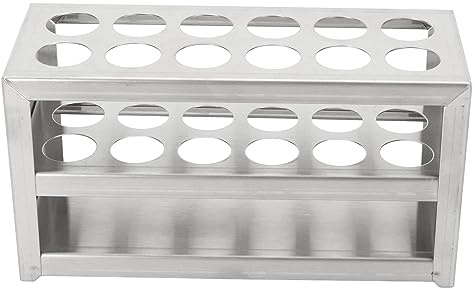 Srliya Edelstahl-Reagenzglas Halter, Zentrifugen Röhrchen Gestell mit 12 Löchern 0,75 Zoll, 3 Stufen, Bietet Klare Sicht, Bequemes Einfügen und Entfernen von Röhren für Labor,