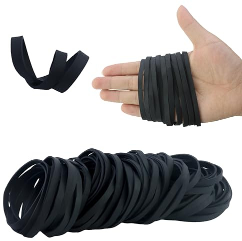 120 Pezzi Elastici Nero Riutilizzabili Anelli in gomma, Durevoli e Resistenti agli strappi, Elastico gomma Larghi Rotondi,Grandi elastici in caucciù, per ufficio, casa