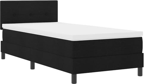 vidaXL Letto a molle con testiera Nero 90 x 190 cm Tessuto