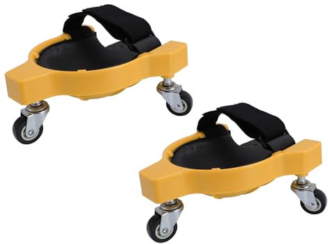 Masyrt Knieschützer Langlebige Robuste,1 Paar Knieschoner mit Rollen 360° Drehbares Rollbares Kniepolster,Flexible Knieschutzpolster Zum Gleiten für die Fliesenverlegung Im Mauerwerk (Gelb)