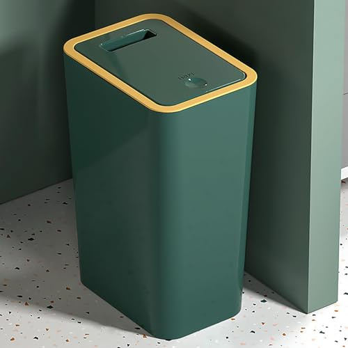 HIKENRI 9L Mülleimer Bad,Mülleimer Küche,Schmaler Mülleimer Mit Deckel Mülleimer Geruchsdicht Pop-Up Deckel PP Material für Bad,Küchen,Büro,Wohnzimmer,Schlafzimmer,WC Mülleimer (Grün)
