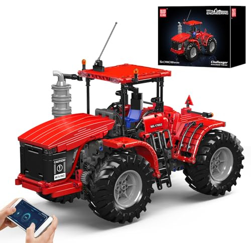 Mould King 17082 Tractor Building Blocks with Remote Control, Buildable Farm Toy with Motor, Construction Truck Model for Adult (1300 Pieces)