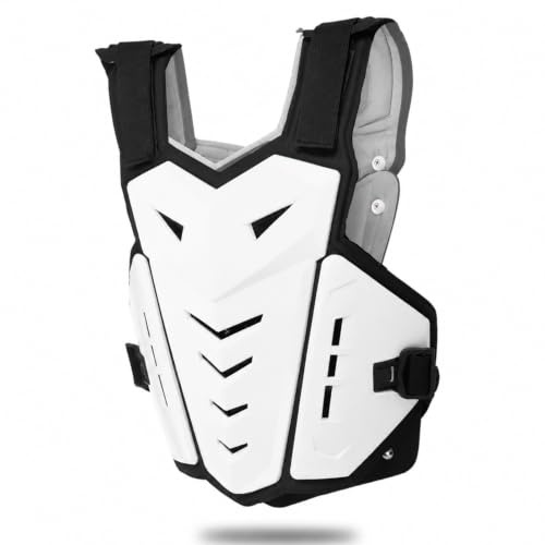 Armadura del Pecho, Motocicleta Armor Body Guard Chaqueta Protector Bike Dirt Bike Montar en Carretera Ciclismo de Carreras Propiedad para el Cofre de esquí Adulto (Blanco)