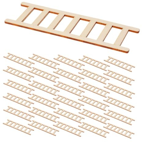 FIXOSHEE 50 Pièces Échelle Bois Miniature Escalier DIY Robuste pour Maison de Poupée Accessoires Micro Paysage Meubles Chambre Miniature Modèle Échelle Polyvalent pour Décoration