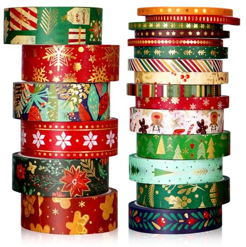 NUOGUAYI Washi Tape Weihnachten, Washi Tape Set, Dekoratives Klebeband, Weihnachten Wash Tap Set Selbstklebendes, für Weihnachte Handwerk DIY Scrapbooking Geschenk Verpackung Dekorationen