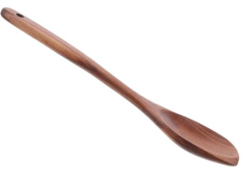 Hemobllo Cucchiaio da Cucina in Legno di Teak Resistente al Calore con Manico lungo Ergonomico per Mescolare Servire e Girare Cucchiaio Giapponese per Zuppa Ramen Utensile Leggero e