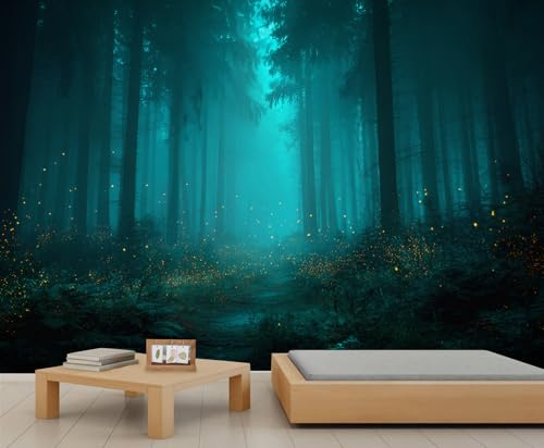 YEMYOR Forêt brumeuse Papier Peint 280x200cm, Forêt enchantée Mural Pour le salon et la chambre