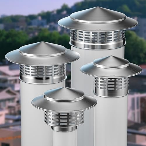 Comignolo antivento antipioggia per camino terminale canna fumaria 75-300mm Tappo di ventilazione In Acciaio Inox 304 Cappello Scarico fumi per Stufa(160mm)