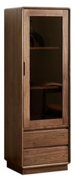 Schwarzer Walnuss-Weinschrank – Elegante Holzaufbewahrung für Wohnzimmer, Glastür, Vitrine, stilvolle Regalmöbel, perfekt für Weinliebhaber und Heimdekoration