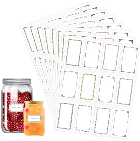 360 Stück Marmeladen Etiketten Selbstklebend, Aufkleber zum Beschriften Dekorative Sticker für Tüten Flaschen Gewürzgläser