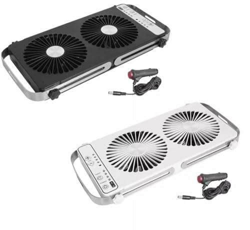 LatoYard Ventilateur de fenêtre de toit pour camping-car 12 V CC, ventilation refroidissante réglable à 4 vitesses avec câble, design pliable 375-589 cm, pour blanc et noir