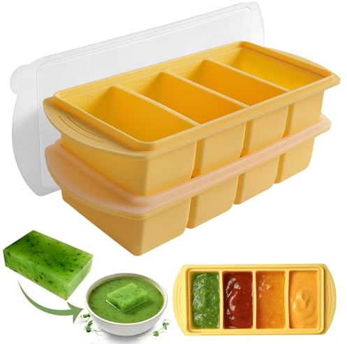 Souper Cube Silikonform med lock: 2 x 250 ml silikonbehållare för mat, stor silikonform för soppa, buljong, sås, isbitar