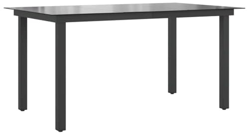 mtlskopl Gartentisch Schwarz 150x90 cm aus Aluminium mit wetterfester Glasplatte, Modernes Design & Robustheit für Balkon, Terrasse und Lounge