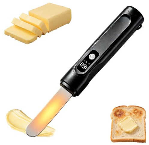 Electric Butter Spreader, Heated Knife with 3 Temperature Settings (120/140/160°F) & LED Display, Fast Heating for Spreading Frozen Butter and Cheese