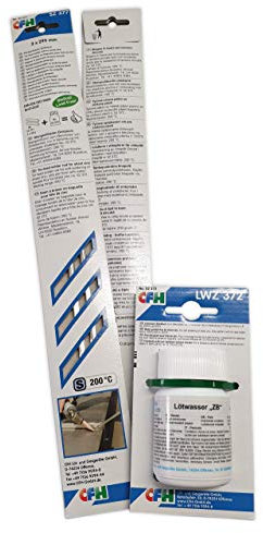 CFH Set Stangenl?tzinn Zinkblech bleifrei 4 Stangen und L?twasser 100g Spezialflussmittel