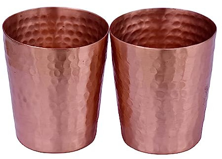 De Kulture Lot de 2 Verre à Shot Fait Main en Cuivre Pur pour Boissons Traditionnelles, 3,0 x 3,5 cm (D x H)