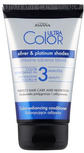 Joanna Ultra Color – färgskyddande balsam i silver- och platinafärger för naturligt och färgat hår – ammoniakfri – färguppdatering och intensivering på 3 minuter – 100 ml