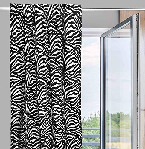 Tex family Tenda tendaggio confezionata Made in Italy cm. 140x280 per tutti i tipi di bastone e binari tende Zebrata Bianco Nera