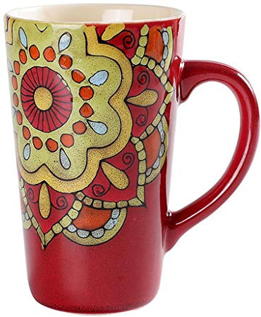 Mugs Coupe Ethnique En Céramique De Style Ethnique, Grande Capacité Couple Tasse À Boire, Tasse À Café Couple, Mug Peint À La Main, Style Rétro (Color : Red, Size : 500ml)