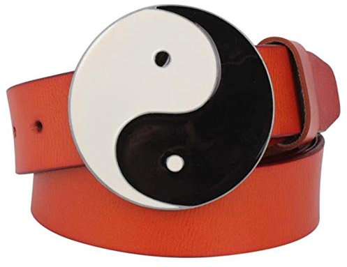 JWJQTLD Herrengürtel Herren Gürtel Leder Metall Schnalle Tai Chi Klatsch Belt Muster Gürtel Punk Rock Frauen Geschenk