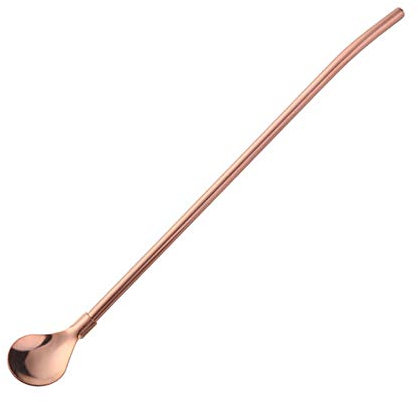1 cuchara para beber de acero inoxidable, reutilizable, apta para lavavajillas, pajita y cuchara 2 en 1, ideal como cuchara para latte macchiato y cuchara de cóctel/cepillo de limpieza.