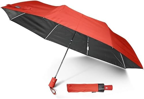 KINSTON Anti-UV-Regenschirm Automatischer für Männer und Frauen - Sonnenschutz- und Regenschutz - Kleiner Kompakter Automatischer Regenschirm - Rot