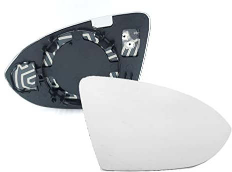 HZ-DESIGN Spiegelglas für Außenspiegel Glas Ersatzspiegel beheizbar rechts Beifahrerseite Halteplatte kompatibel mit Golf 7 und Variant 7