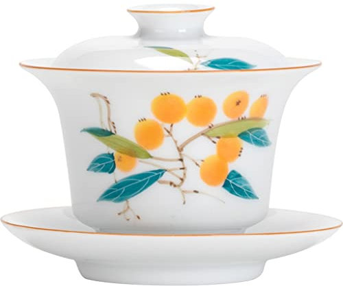 Sopera de té de cerámica Pintada a Mano Pura de 145Ml, Tetera Gaiwan, Cuenco Individual para el hogar con Tapa, Juego de té de Kung Fu, Ceremonia