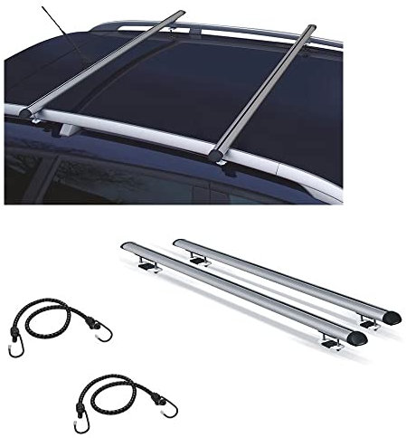 COMPATIBLE WITH DACIA Duster del 2015 ROOF BARS 130CM PAIR OF RAVEN MENABO BARS WITH RAISED RAILING HIGH ALUMINUM HANDRAILS MAX 60KG