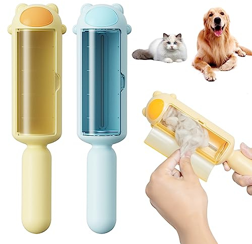 Fusselrolle Tierhaare, 2Pcs Pet Hair Brush for Removing Lint, Fusselbürste für Tierhaar, Lint Roller Pet Hair, Pet Hair Remover for Lint Brush Pet Hair, Wiederverwendbar für Sofa, Auto, Bett, Kleidung