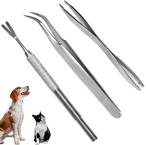 KreezyPets El Kit de Herramientas para Eliminar garrapatas Incluye una Pinza y un Extractor de garrapatas, Fabricados en Acero Inoxidable para Perros, Gatos, Caballos y Humanos