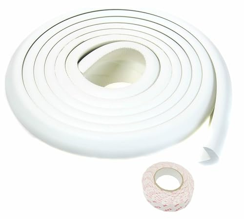 TUKA 250cm Protezioni Antispigolo, L-Forma Schiuma per la Sicurezza dei Vostri Bambini Neonati, Extra Spesso Bordi Protezione, Striscia Paraspigolo Spigolo Anti Collisione, Off Bianco TKD7000 250cm