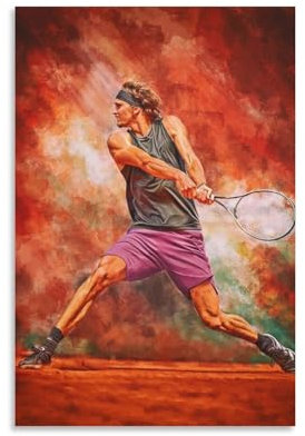 Alexander Sascha Zverev Tennisfan-Kunst, Geschenk, Leinwand-Poster, dekoratives Gemälde, Wandkunst, Bild, Druck, moderne Dekoration, 60 x 90 cm