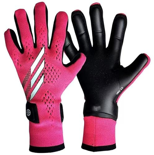 PLbsE Soccer Goalkeeper Gloves Goalie Training Gloves Strong Grip Anti-Slip and Breathable for Adults and Children (Pink,9)
