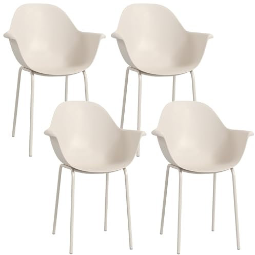 Outsunny Gartenstuhl 4er Set wetterfest Gartenstühle aus Kunststoff mit Armlehne Rückenlehne Terrassenstuhl bis 120 kg belastbar Gartenmöbel für Hinterhof, Garten, Balkon Grau