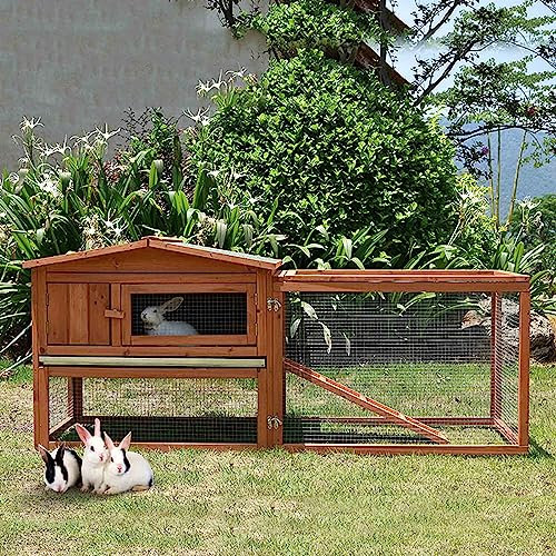 Kaninchenkäfige für Kaninchen Indoor Hühnerställe Outdoor Großer Hühnerstall mit wasserdichtem Oberteil Massivholz Kaninchenkäfig mit ausziehbarem Tablett
