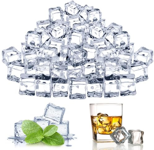50 Cubetti di Ghiaccio Artificiali Trasparenti da, Riutilizzabili, Irregolari, in Plastica, Cubetti di Ghiaccio Quadrati in Acrilico per Fotografia, Feste, Decorazione Della Cucina