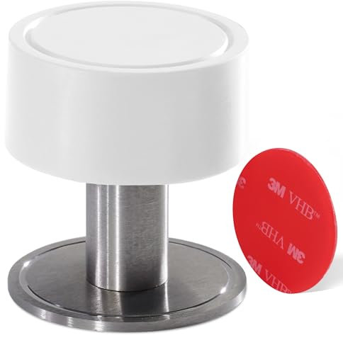 Door Stop - 1 Pack, Door Stoppers for Floor with Noise Dampening Rubber, 2-in-1 Self Adhesive Door stoppers for skirtings with 3M VHB or Screws, Wall Mounted Door Stops Indoors, White