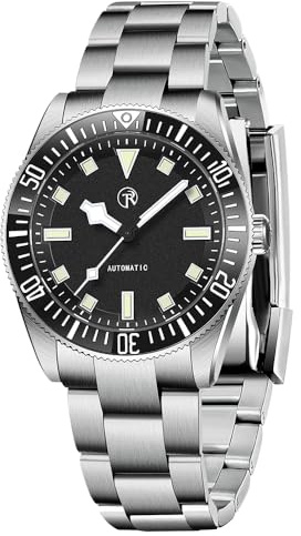 RollsTimi Herren-Armbanduhr NH35, Automatikuhr, selbstaufziehend, Edelstahl, 100 m wasserdicht, Keramik-Lünette, verschraubte Krone, stilvolle lässige Armbanduhr