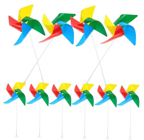 UPKOCH 10pièces Moulin à Vent Décoratif Coloré pour Jardin Moulins à Vent DIY Décoration De Scène Extérieure