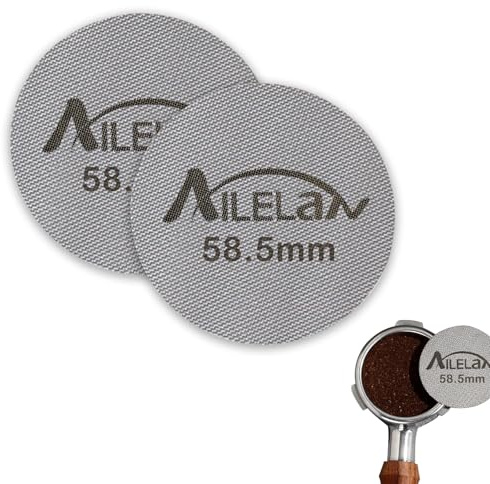 58.5mm Puck Screen, 2 Pieces Ailelan Coffee Puck Screen for 58mm Portafilter, Stainless Steel Espresso Puck Screen 1.7mm Thickness 150μm, Reusable Portafilter Puck Screen Barista Accessories