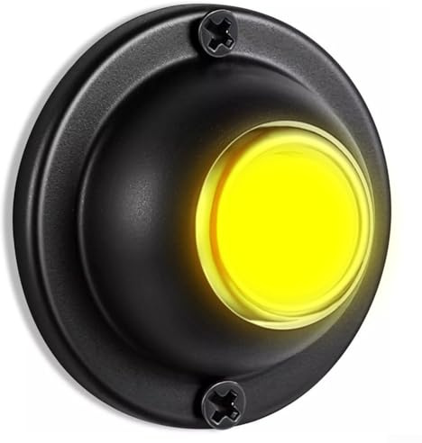 Entgoinggo Pulsador de timbre luminoso redondo LED de metal negro con alambre luminoso para puerta de entrada de casa