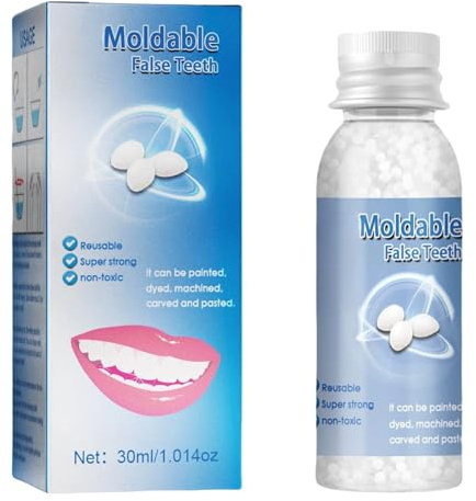 Temporary Tooth Filling Repair Kit - Moldable Beads for False Teeth, Dental Bridge, Thermal Forming & DIY Dental Repairs - Tooth Repair Granules Included